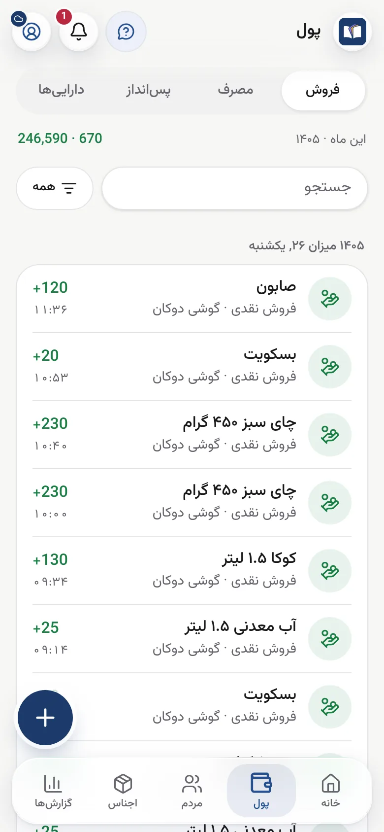 فهرست فروش‌های روز